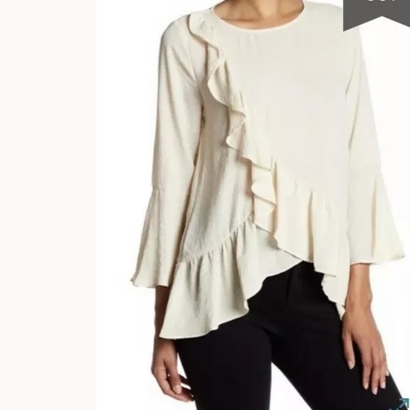 Anthropologie Tops - Anthropologie Pleione Ruffle Blouse Bell Sleeve XL